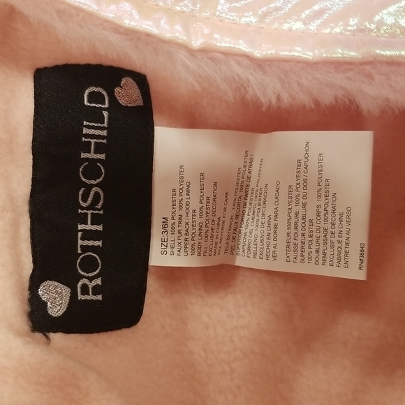 💕ROTHSCHILD Faux Fur Trimmed Quilted Heart Pram Blush Iridescent 3/6 Months NWT - Picture 10 of 11